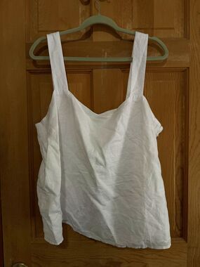 NWT J. Crew Factory Sz S Linen Blend Square Neck Linen Tank White